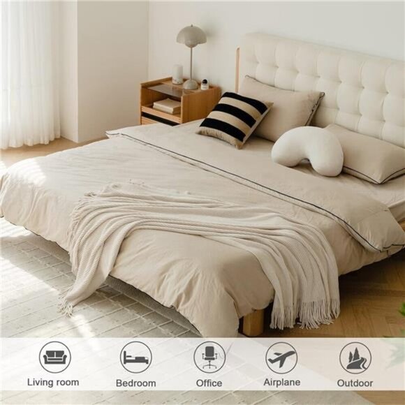 Fall Throw Blanket for Couch-Soft Boho Bed Throw Blankets,Cozy White - Picture 5 of 7